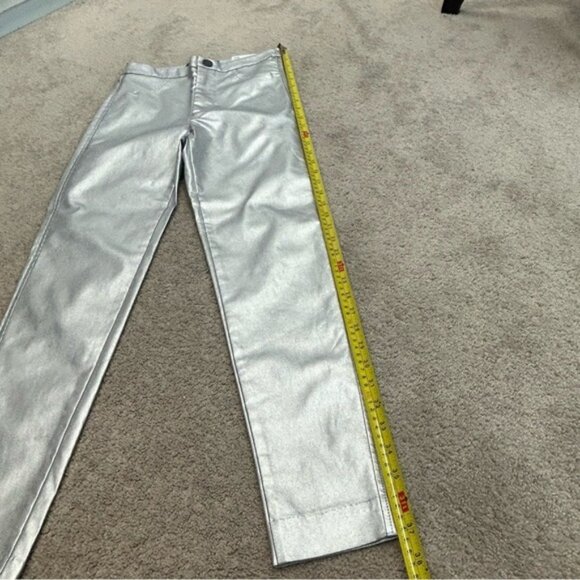 Zara metallic silver liquid foil mid rise slim fit leggings pants Sz XS NWT - Picture 8 of 12